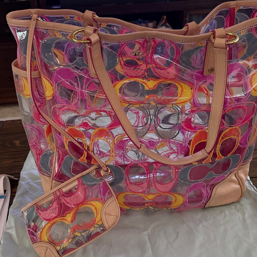 Coach Multicolor Transparent Tote with Tag